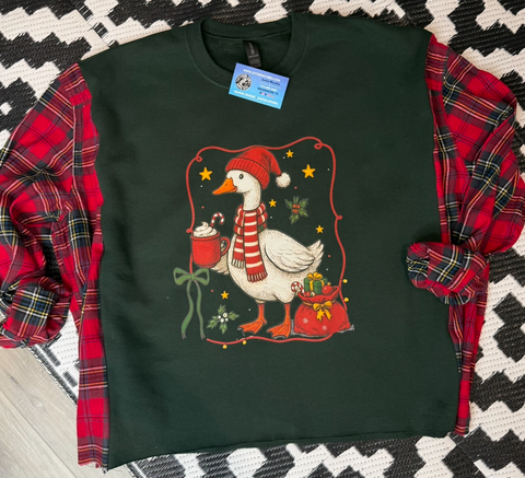 Unisex Long Sleeve T - Christmas Goose Upcyle