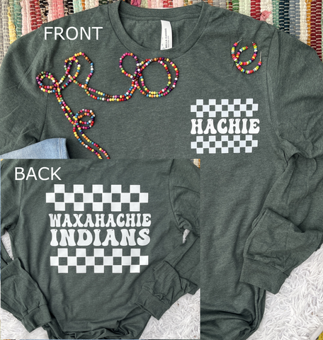 Unisex Long Sleeve T - Checkered Hachie