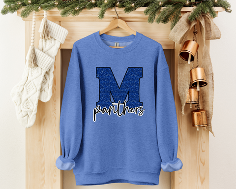 Unisex Sweatshirt - M Panthers Blue Glitter