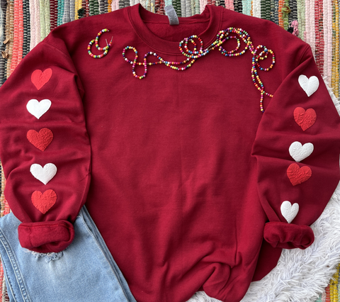 Unisex Sweatshirt - Puff Heart Sleeves