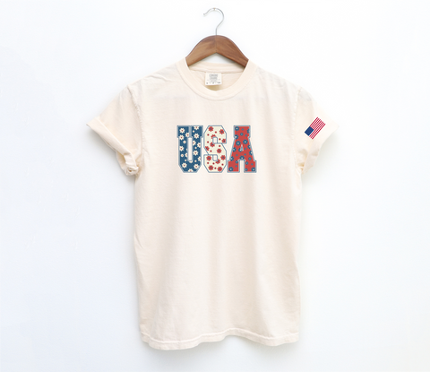 Unisex Short Sleeve T - USA Floral