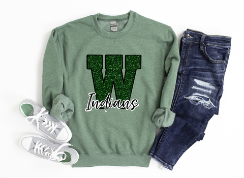 Unisex Sweatshirt - W Green Glitter