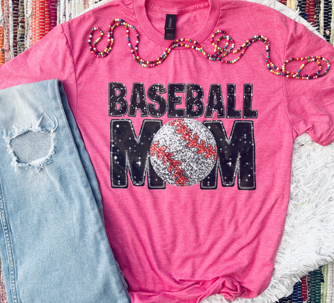 Unisex Short Sleeve T - Baseball Mom Glitter