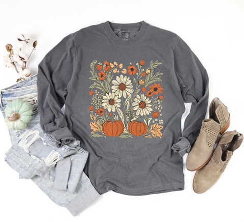 Unisex Long Sleeve T - Boho Fall Flowers