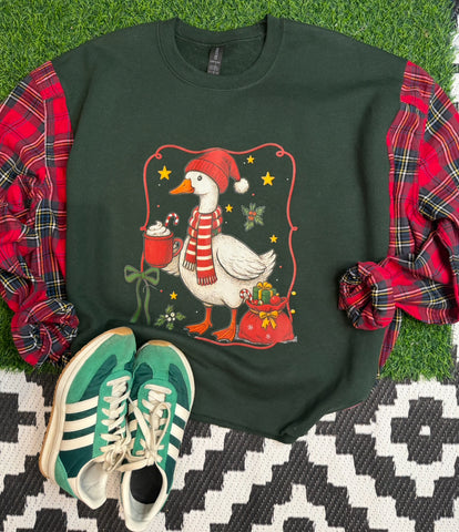 Unisex Long Sleeve T - Christmas Goose Upcyle