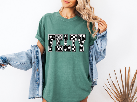Unisex Short Sleeve T - Felty Checkered Stars