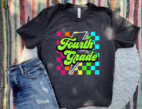 Unisex Short Sleeve T - Retro Grade Rainbow Checkered (Customizable)