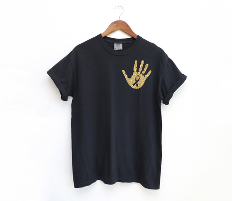 Unisex Short Sleeve T - Golden Hand Childhood Cancer Awareness