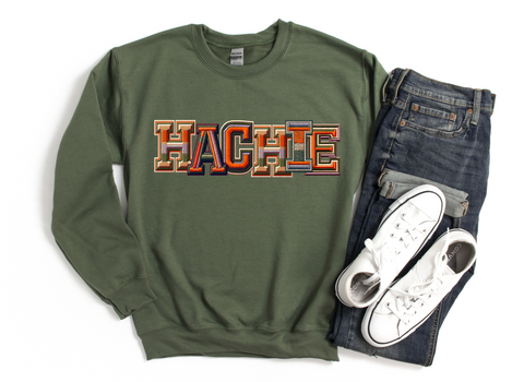 Unisex Sweatshirt - Hachie Stitched Varsity Letters (Customizable)