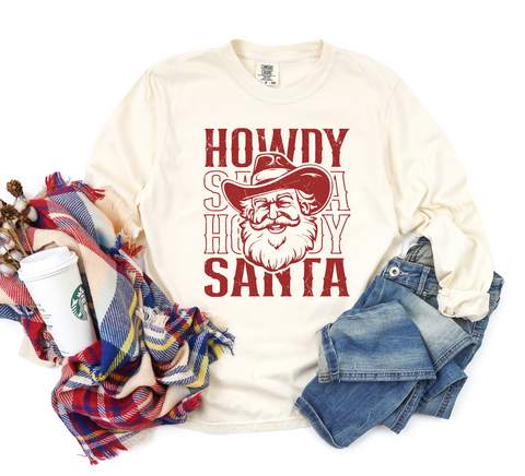 Unisex Long Sleeve T - Howdy Santa