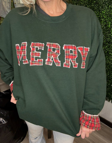 Unisex Long Sleeve T - Merry Plaid Stitched