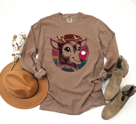 Unisex Long Sleeve T - Retro Rudolph