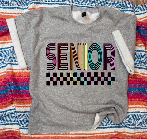 Unisex Short Sleeve Sweatshirt - Senior Checkered